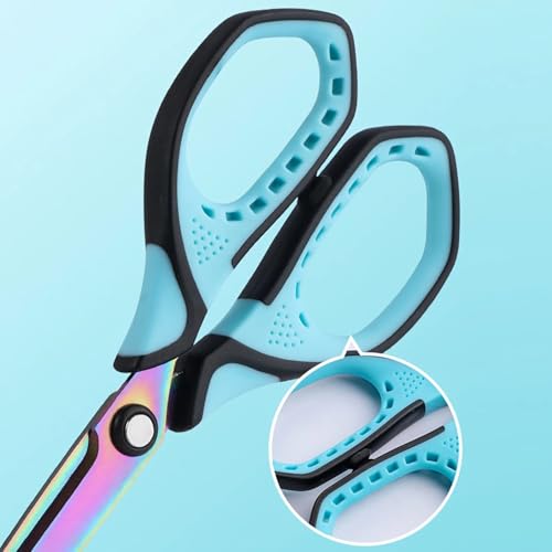 Jasni 3 Pack Teflon blackening Non-Stick Premium 7.5" Titanium No Rust Super Sharp Scissors Shears Soft Comfort-Grip for Office School Home Art Craft DIY student paper Sewing Fabric (Blue) - color: Blue
