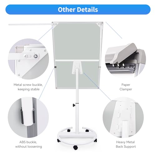 Maxtek Mobile Whiteboard 40 x 28 Inches, Magnetic Dry-Erase Flipchart Easel Stand with Height Adjustment, 2 Extendable Side Arms and 25-Sheet Paper Pad for Office, School, Home - color: Silver, size: 28"W x 40"H
