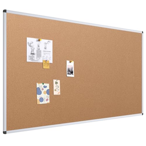 VIZ-PRO Large Cork Bulletin Board, 72 X 48 Inches, Wall-Mounted Corkboard with Silver Aluminium Frame for School, Office, and Home 6' X 4' - size: 72" x 48"