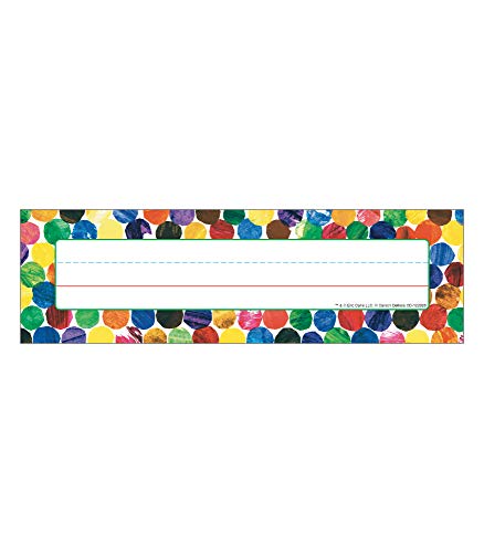 Carson Dellosa World of Eric Carle Nameplates―Colorful Labels With Writing Line for Student Name Tags, Cubbies, Desks, and Locker Labels, Homeschool or Classroom Supplies Organizer (36 pc) - style: Eric Carle Dots