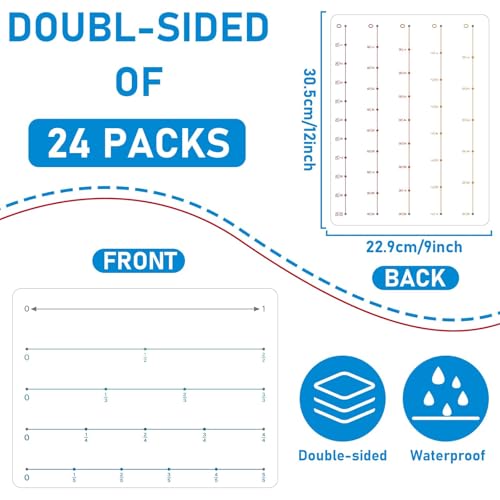 24Pcs Fraction Number Line Double Sided Cardboard for Students Dry Erase Whiteboard Math Fraction Manipulatives Paper Cardboard Fractions Practice for Teacher Teaching Tool Portable Learning 12" x 9" - style: Number Line