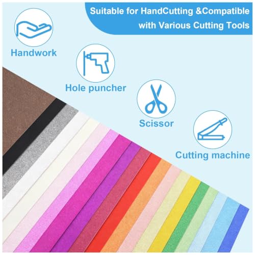 40 Sheets A5 Glitter Cardstock, 20 Colors, Greeting Card, Scrapbook, DIY | 250 GSM Structured Glitter Paper, Easy to Cut, Fold, Bond, Cupcake Toppers, Scrapbooks, Birthday Banners, Gift Packaging