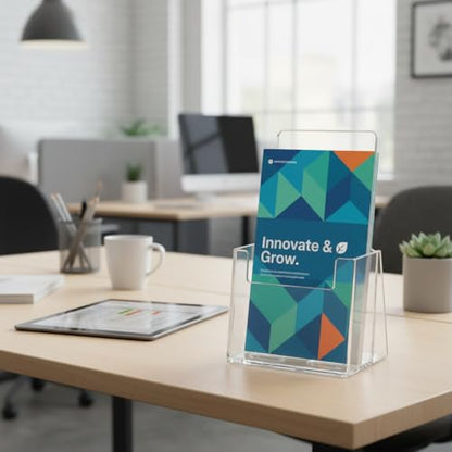 Azar 252012 Clear Acrylic Trifold Literature Brochure Holder For Counter | Perfect For Pamphlets | Brochures | Menus | Promotions | Literature | Made In USA (Pack of 10) - size: 10pk, style: No Business Card Pocket
