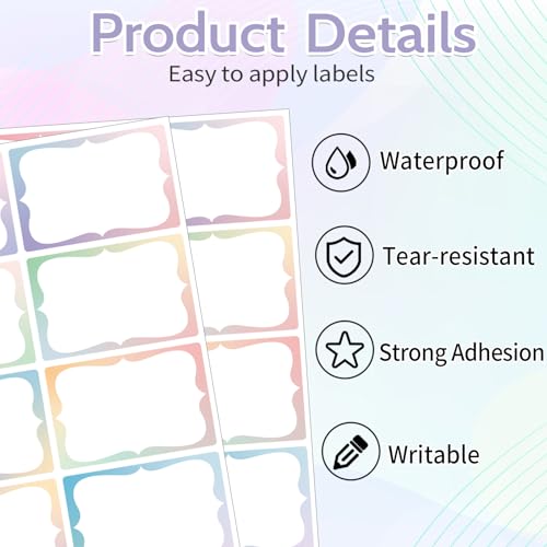 Starboling Gradient Color Plain Stickers, 200 Pcs, 3"x2" Border - Office, School & Home Name Labels - color: Gradient Color