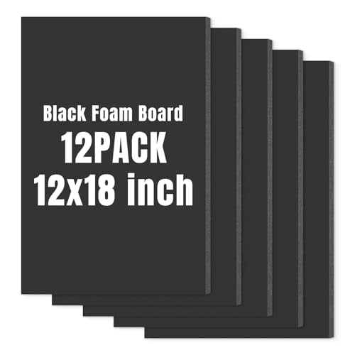 Golden State Art Foam Board 12x18-12 Pack - 1/8" Thick Black Poster Board Acid Free Foamboard for Paintings Prints, Art, Display, Crafts, Presentation and Projects - size: 12x18