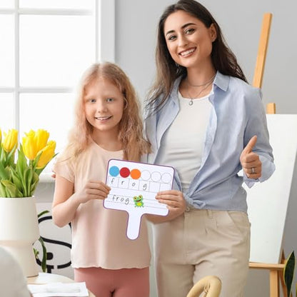 Seajan 6 Pack Magnetic Dry Erase Whiteboards with Elkonin Boxes, Phonemic Awareness and Phonics Activities, Science of Reading Manipulatives, Kindergarten Classroom &Home School Supplies(Multi Color) - color: Multi Color