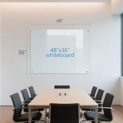KIZZBY Glass Dry Erase White Board - Magnetic Boards for Wall, 48"x36" Large Frameless Whiteboard for Office, Home & School - color: 48"×36" White