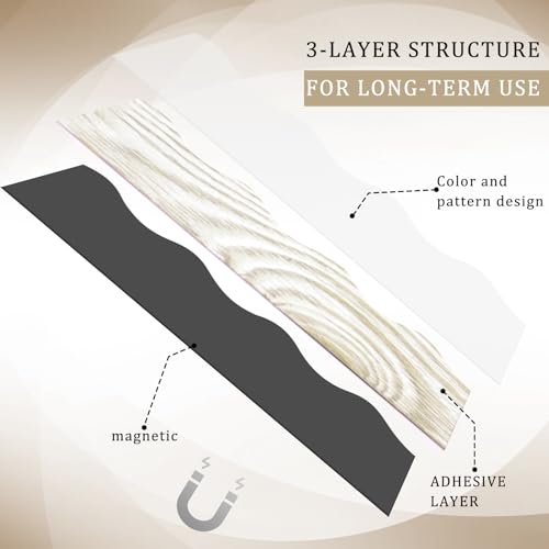 Tellegloww 36 ft Scalloped Magnetic Border Magnetic Border for Whiteboard Bulletin Board Borders Reusable Rolled Borders Trim for Office Chalkboard(Wood Grain) - style: Wood Grain