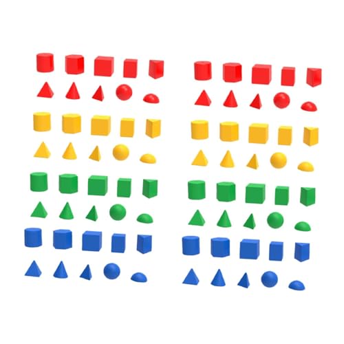 DuskHaven 80 Pieces Geometric Solid Blocks 3D Shapes Pattern Blocks Math Manipulatives Multicolor PP Material Suitable for Early Childhood