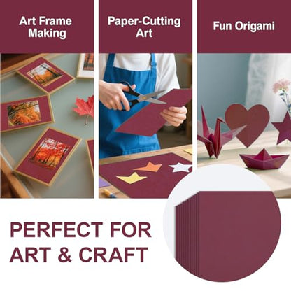 50 Sheets Burgundy Paper, 120gsm/32lb Cover Cardstock Construction Blank Paper for DIY Crafts Cards Making(5 x 7 Inch) - color: Burgundy, size: 5 x 7 Inch