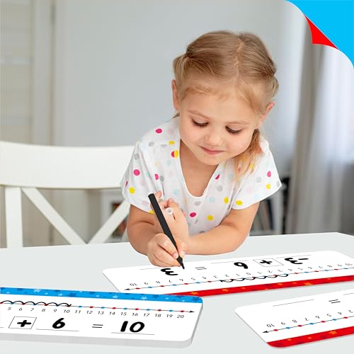 15 Packs Number Line Dry Erase Boards, Double Sided Writable and Erasable Board-0 to 20 on One Side & -10 to10 on Other Side Math White Board for Kids, Students, Classroom and Home (12” x 4”) - color: Stars, size: -10-10/0-20 -15 Packs