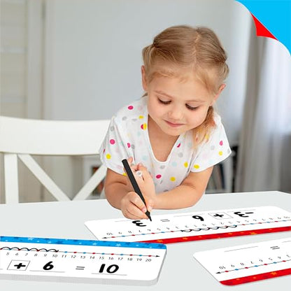 15 Packs Number Line Dry Erase Boards, Double Sided Writable and Erasable Board-0 to 20 on One Side & -10 to10 on Other Side Math White Board for Kids, Students, Classroom and Home (12” x 4”) - color: Stars, size: -10-10/0-20 -15 Packs