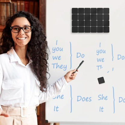 Dry Erase Erasers, 24 Pack Magnetic Whiteboard Erasers for Kids and Students, Mini Dry Erase Board Erasers for Classroom Home, and Office, Black - color: Square- Black