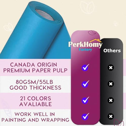 PerkHomy 17.8" x 1,440" (120') Lake Blue Kraft Paper Roll for Craft Bulletin Board Paper Art Table Covering Crafting Gift Wrapping Bouquet Packing Parcel 80GSM 55LB (Lake Blue, 17.8" x 120') - color: Lake Blue, size: 17.8" Width x 120' Length