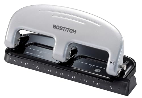 Bostitch Office EZ Squeeze 3-Hole Punch, 20 Sheet Capacity, Reduced Effort, No Jam Technology, Silver - color: Silver