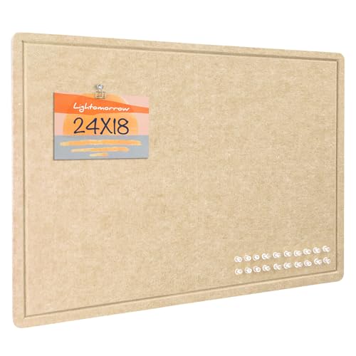 Lightomorrow Bulletin Board, 24 x 18 inches Decorative Felt Pin Board, Cork Board Alternative for Wall, Foldable Photo Board with 20 Pushpins - Beige Brown - color: Beige Brown, size: 24×18 inches