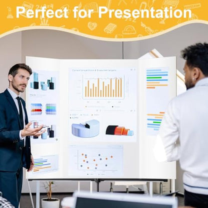 Trifold Poster Board 36"x48", 4 Pack White Extra Large Corrugated Display Board Foldable Board for School Projects, Science Fair, Business Presentations, Photo Displays, Graduation Exhibitions