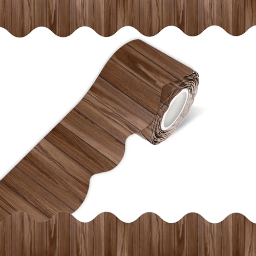 70Ft Bulletin Board Border- Wood Scalloped Rolled Border Trim Board Border, Wavy Line Decorative Roll for Classroom, School, Office, Home - color: Wooden Style