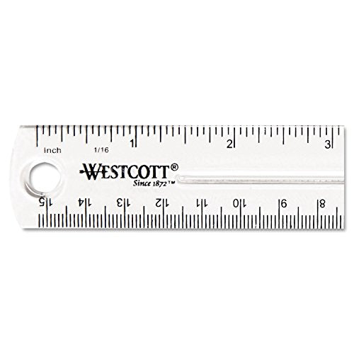 Westcott Shatter-Resistant Plastic Ruler, 6" Length, Transparent (45016)