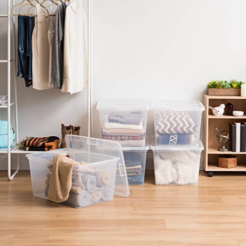 IRIS USA 4-Pack Storage Bins with Lids, 58 Quart, Clear Stackable Containers Box Organize Shoes Closet Shelves Clothes Blankets Towels - BPA-Free Plastic - size: 58 Qt, style: 4 Pack
