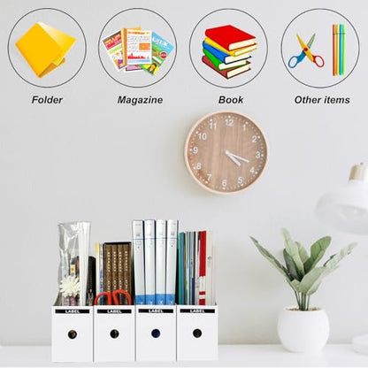 Limitliho 2 Pack White Magazine Holde, Vertical Book Bins for Classroom and Library Use, 10.6'' ×10.2'' ×3.5'' Inch Vertical File Folder Box - color: White, size: 2 Pack