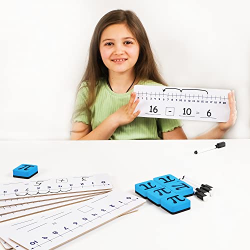 12-Pack Double-Sided Dry Erase Number Line White Boards - 4"x12", Elementary Numberline Strips, White Boards for Students, Math Manipulatives Must Haves, Number Line for Classroom Set - Simply Magic