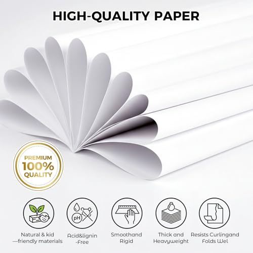 Koogel 28 Sheets White Cardstock Paper, 8" x 10" Craft Paper Heavyweight Card Stock, Back to School Supplies, 90LB/250GSM