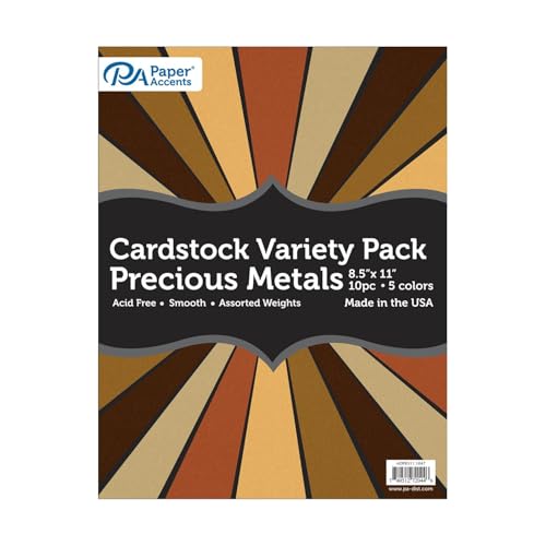 Accent Design Paper Accents Variety Pack, Precious Metals Cardstock, 10 Sheets, 8.5x11 Inch, Coordinated Colors, Scrapbooking Cards and Crafts - color: Precious Metal
