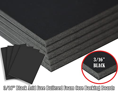 3/16" Black Foam Core Boards 8.5x11-50 Pack. Many Sizes Available. Acid Free Craft Poster Board for Signs, Buffered Presentations, School, Office and Art Projects - size: 8.5x11 50 Pack