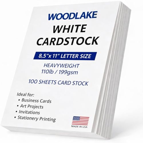 100 Sheets Heavyweight Cardstock 110LB/199GSM Card Stock 8.5x11 White Business Heavy Card Paper Thick and Durable Cover Stock Paper for Printer, Invitations, Scrapbooking & Art Projects Made in USA - size: 110LB-WHITE