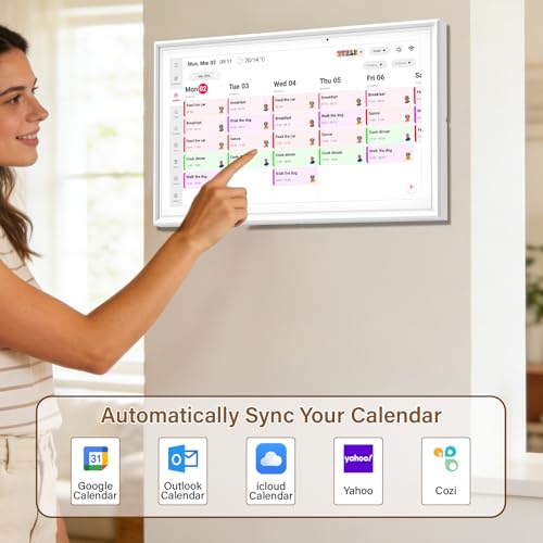 15.6" Digital Calendar, Planner Electronic Calendar & Chore Chart, Touchscreen Interactive Electronic Organizer for Monthly, Weekly & Daily Agenda, Chore Chart, Digital Photo Display, Wall & Desk Mountable