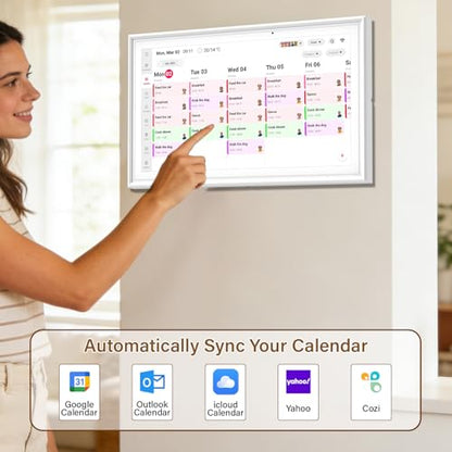 15.6" Digital Calendar, Planner Electronic Calendar & Chore Chart, Touchscreen Interactive Electronic Organizer for Monthly, Weekly & Daily Agenda, Chore Chart, Digital Photo Display, Wall & Desk Mountable