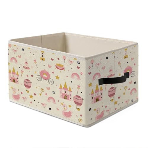 Girls Nursery Room Decor Storage Bins Box,Pink Rectangular Collapsible Basket Organizer for Kids Nursery Bedroom Bathroom Play room Toys Books Clothes Playroom Essentials - color: pink
