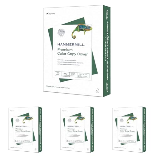 Hammermill Cardstock, Premium Color Copy, 60 lb, 8.5 x 11 - (250 Sheets) - 100 Bright, Made in the USA Card Stock, 122549R, White (Pack of 4) - size: 4 Pack | 250 Sheets, style: Letter (8.5x11)