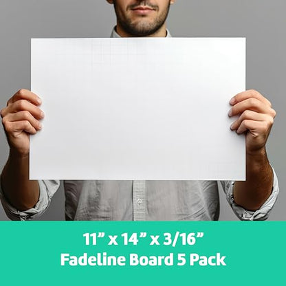 Flipside Products 11" x 14" Fade-Line White Poster Foam Board 3/16'' Thick, 1/2" Subtle Grid Lines for Alignment & Visual Layouts, Arts, and Crafts, Pack of 25 - style: 25 Pack