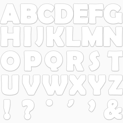 Qyeahkj 150 PCS Large 6" Font Bulletin Board Letters and Punctuation Cutouts Combo Set Pure White Border Letters Decoration for Classroom Alphabet Poster Wall Bulletin Board Display Home School Decor - style: Pure white