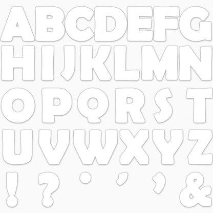 Qyeahkj 150 PCS Large 6" Font Bulletin Board Letters and Punctuation Cutouts Combo Set Pure White Border Letters Decoration for Classroom Alphabet Poster Wall Bulletin Board Display Home School Decor - style: Pure white