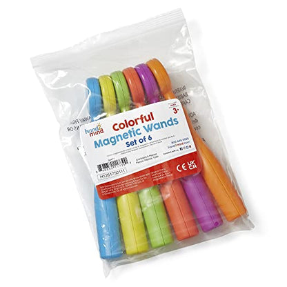 hand2mind Magnetic Wands for Kids, Magnet Wands, Magnets for Kids Science, Magnets for Teaching, Preschool Science Classroom Supplies, Magnet with Handle, Elementary Teacher Must Haves (Set of 6)