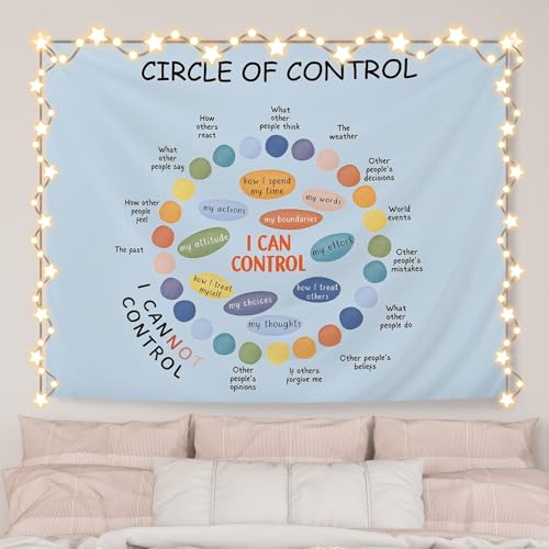 AQYIP Mental Health Tapestry Wall Hanging, Circle of Control Mental Health Tapestry Decorative, Inspirational Wall Blanket Decor for Counseling Therapy Office Bedroom, 50x60 Inch(Blue) - color: circle of control - blue