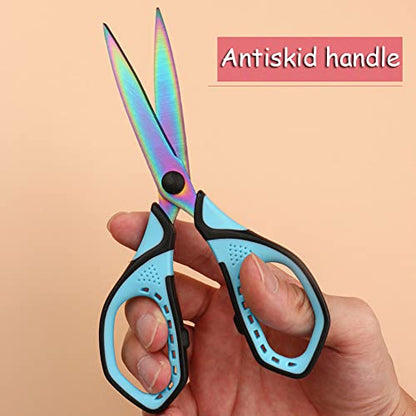 Jasni 3 Pack Teflon blackening Non-Stick Premium 7.5" Titanium No Rust Super Sharp Scissors Shears Soft Comfort-Grip for Office School Home Art Craft DIY student paper Sewing Fabric (Blue) - color: Blue