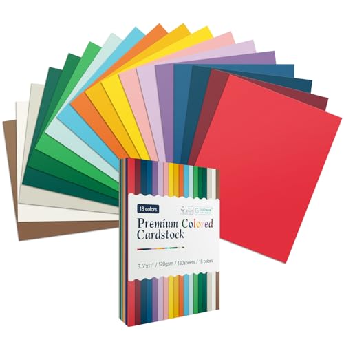 180 Sheets Thick Construction Paper Assorted Colors 8.5x11 120GSM 32LB Craft Paper Top Gummed Pad