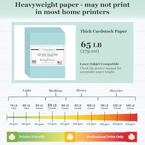 Cardstock Warehouse Pop-Tone Berrylicious Blue Cardstock Paper – 50 Sheets, 8.5 x 11" - 65 lb / 175 GSM Premium Blue Card Stock for Die-cutting, Crafts, Printing, Card Making and DIY Projects - color: Berrylicious Blue