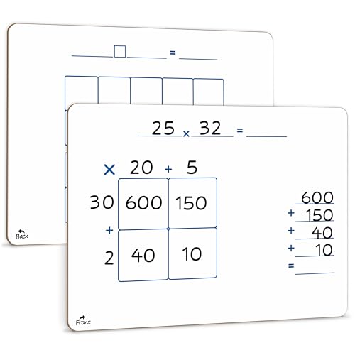 SCRIBBLEDO Dry Erase Ten Frame Area Model Board 9" x 12" Double Sided Whiteboard Math manipulatives for Kids - Area Model and 2 Ten Frames Math Practice for Addition Subtraction and Multiplication