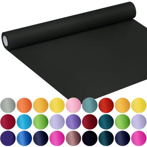 SMART&CASUAL Black Wrapping Paper 17.8" x 760" (63') Kraft Craft Paper Roll for Gift Bulletin Board Bouquet Flower Art Packing Parcel Table Covering 80GSM 55LB (Black, 17.8" x 63') - color: Black, size: 17.8" x 760"