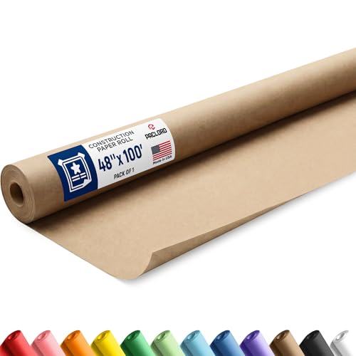 Natural Kraft Brown Construction Paper Roll 48" x 100 ft – Made in USA – 48" Bulletin Board Paper for Classroom & School, Teachers & Kids - color: Brown, size: 48"W x 1200"L