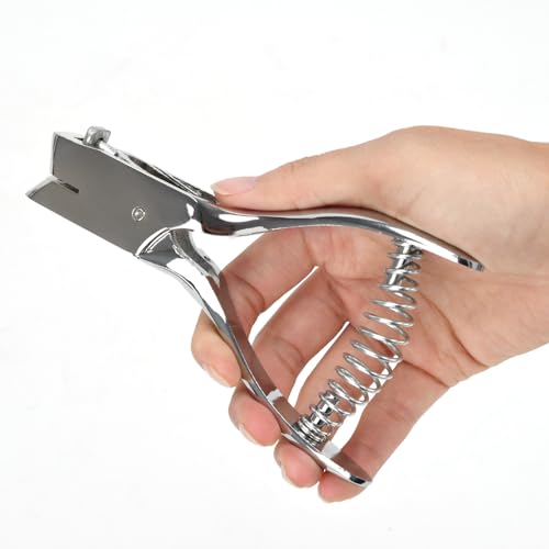 Heavy Duty Handheld Hole Punch for ID Cards, Plastic, PVC, Cardstock, Cardboard, Zinc Alloy Construction, Sharp Blade Edge, Spring Action (Oval-Slot) - style: Oval-Slot