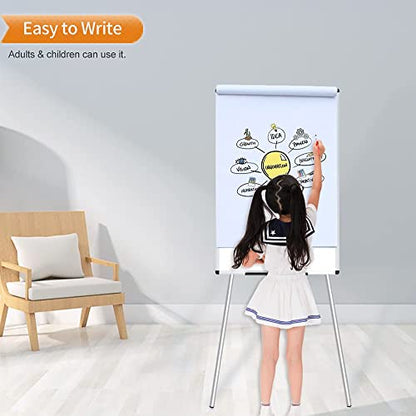 VIZ-PRO Whiteboard Easel, 36 x 24 Inches, Portable Dry Erase Board Height Adjustable With Flipchart Pad - size: 36 x 24 Inches - With Flipchart Pad