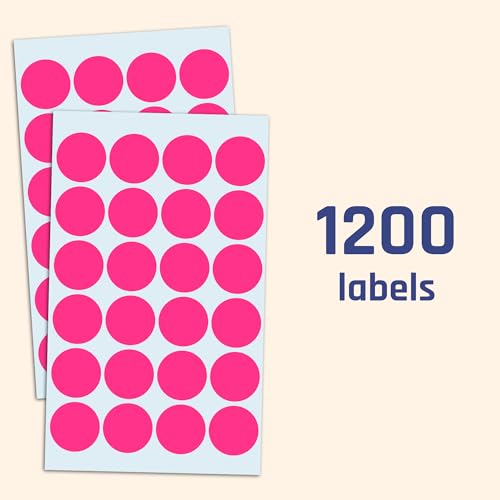 1200 Pack, 1" Round Dot Stickers Circle Labels - Pink - color: Pink, size: 1200 Pack