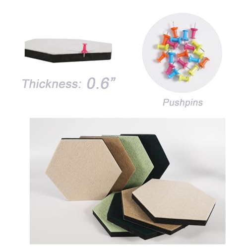 LAJAR 8 Pcs Hexagon Felt Bulletin Board Tiles, Self Adhesive Felt Pin Board Wall Tiles for Photos, Pictures, Memos (Green) - color: Green
