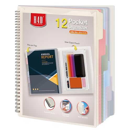 H4D 12 Pocket Morandi Color Spiral Multi Pocket Folder Poly Project Organizer - color: Morandi Color, style: 12 Pockets